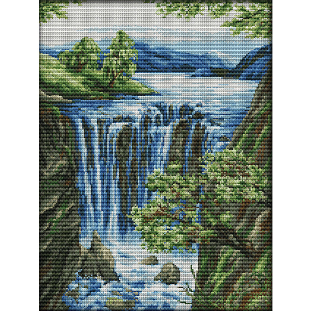 Waterfall(3) - 14CT Stamped Cross Stitch 36*50CM(Joy Sunday)