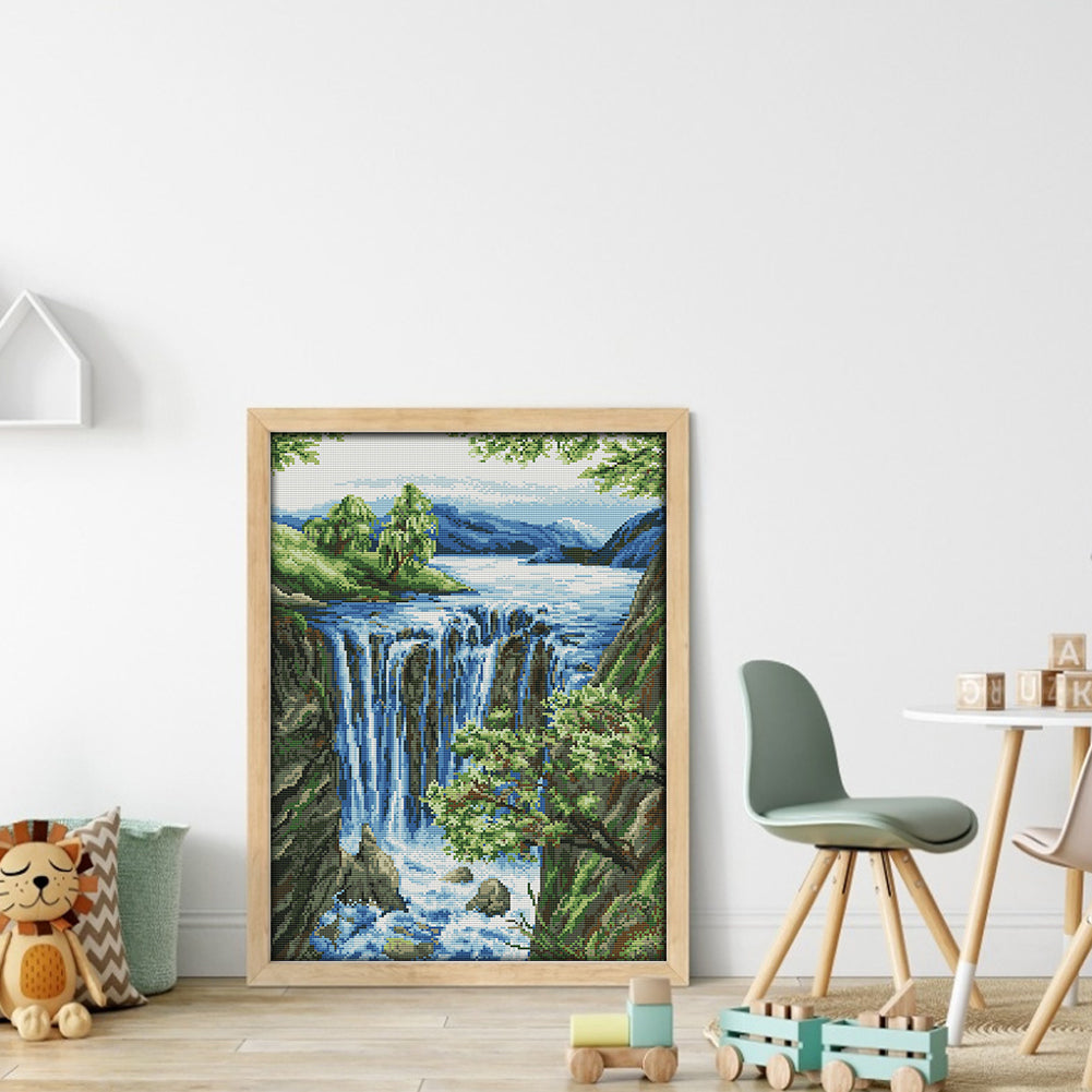 Waterfall(3) - 14CT Stamped Cross Stitch 36*50CM(Joy Sunday)