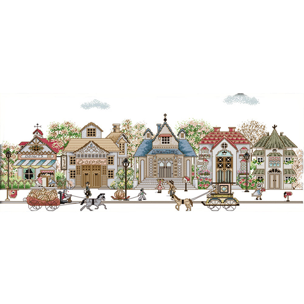 Street View(5) - 14CT Stamped Cross Stitch 70*33CM(Joy Sunday)