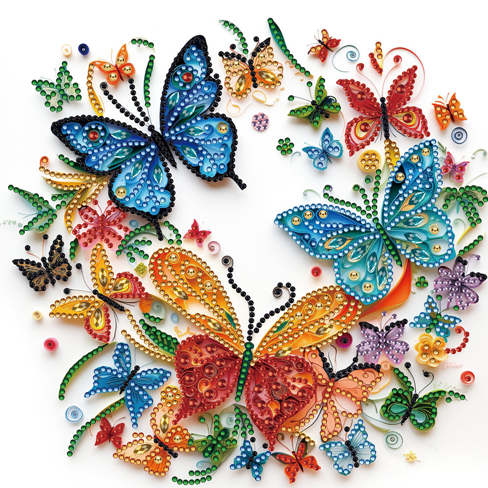 Flowers And Butterflies Paper Painting - Special Shaped Drill Diamond Painting 30*30CM