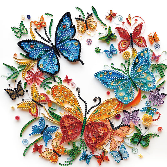 Flowers And Butterflies Paper Painting - Special Shaped Drill Diamond Painting 30*30CM