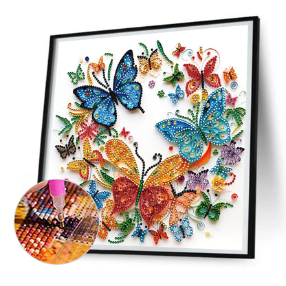 Flowers And Butterflies Paper Painting - Special Shaped Drill Diamond Painting 30*30CM