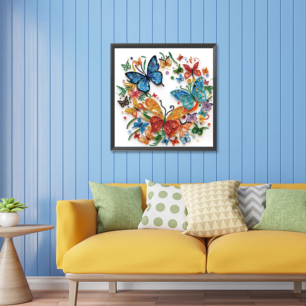 Flowers And Butterflies Paper Painting - Special Shaped Drill Diamond Painting 30*30CM