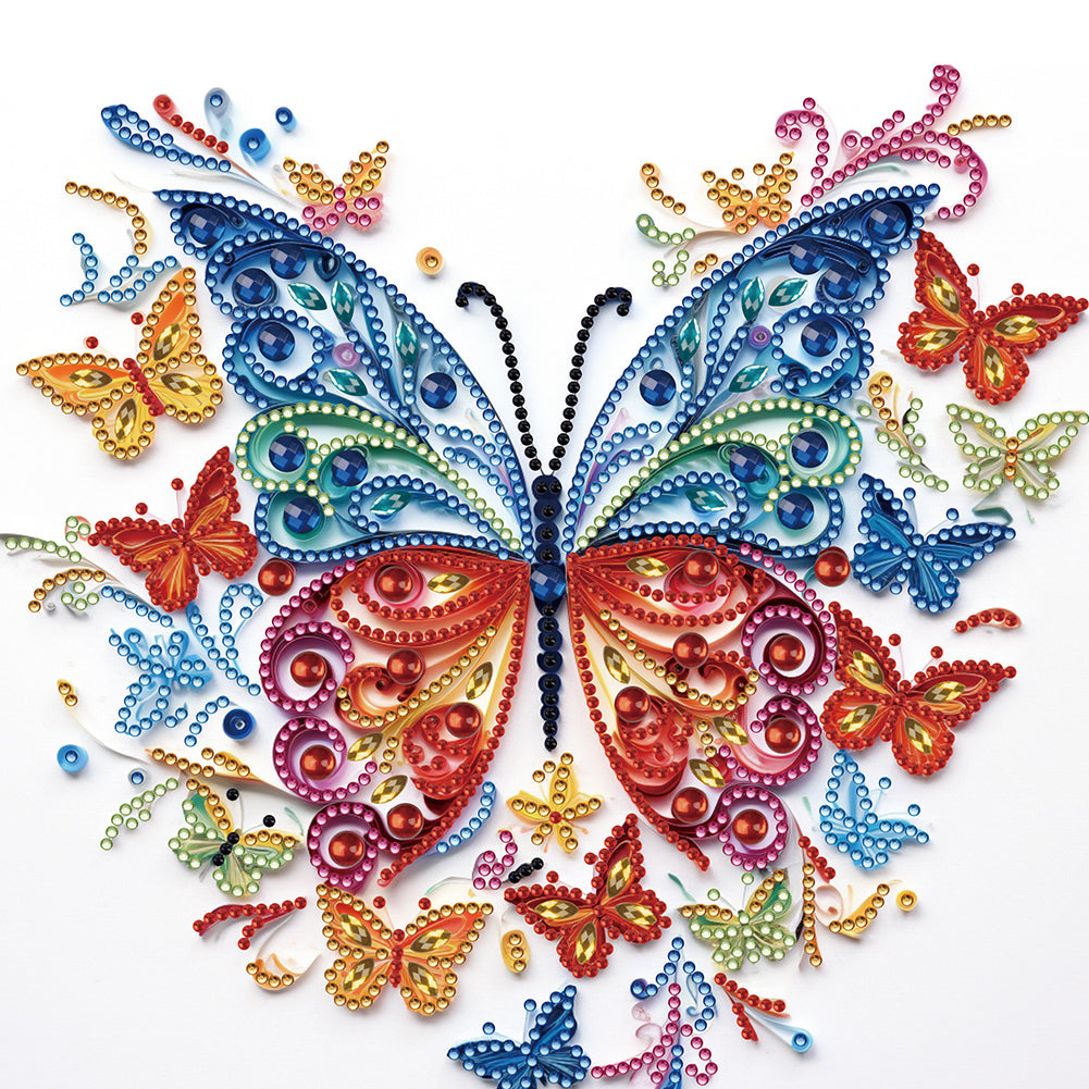 Flowers And Butterflies Paper Painting - Special Shaped Drill Diamond Painting 30*30CM