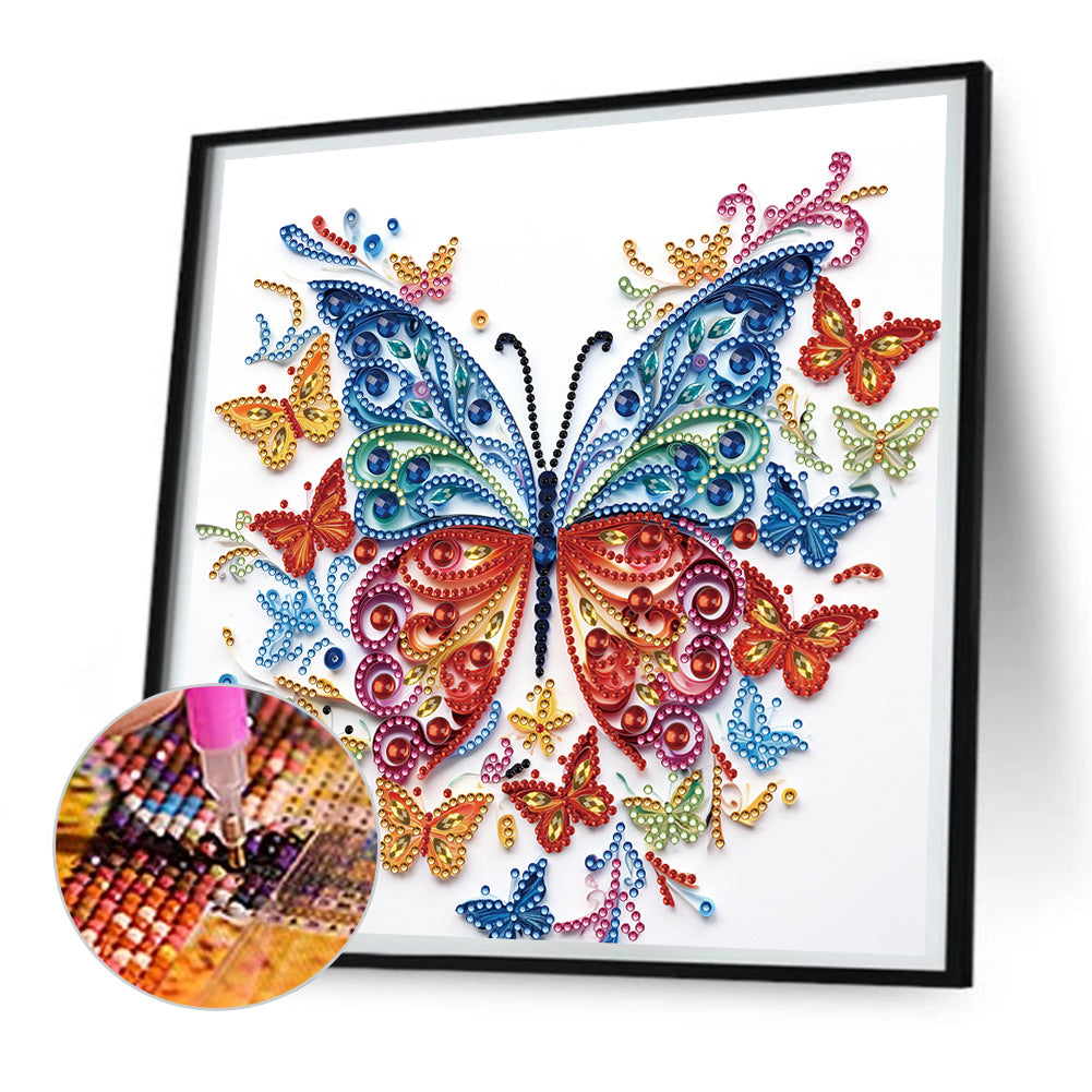 Flowers And Butterflies Paper Painting - Special Shaped Drill Diamond Painting 30*30CM