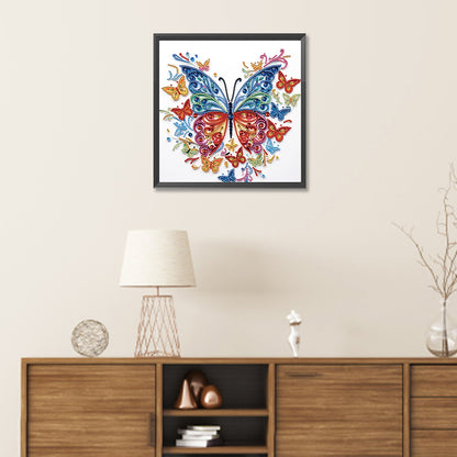 Flowers And Butterflies Paper Painting - Special Shaped Drill Diamond Painting 30*30CM