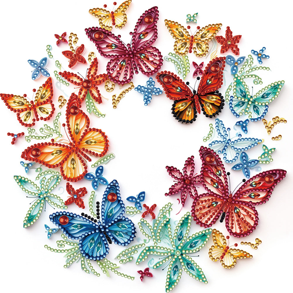 Flowers And Butterflies Paper Painting - Special Shaped Drill Diamond Painting 30*30CM