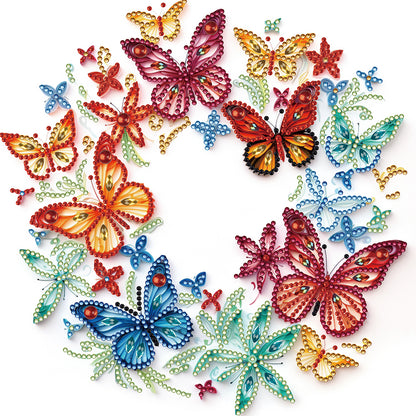 Flowers And Butterflies Paper Painting - Special Shaped Drill Diamond Painting 30*30CM