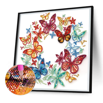 Flowers And Butterflies Paper Painting - Special Shaped Drill Diamond Painting 30*30CM