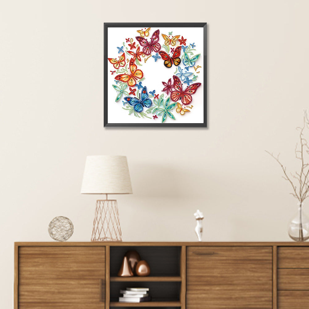 Flowers And Butterflies Paper Painting - Special Shaped Drill Diamond Painting 30*30CM