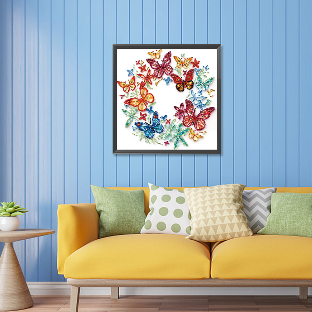 Flowers And Butterflies Paper Painting - Special Shaped Drill Diamond Painting 30*30CM