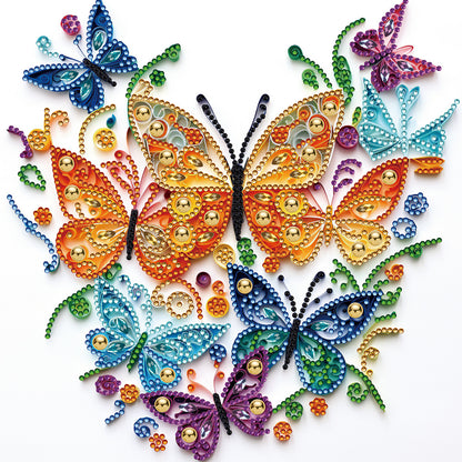 Flowers And Butterflies Paper Painting - Special Shaped Drill Diamond Painting 30*30CM