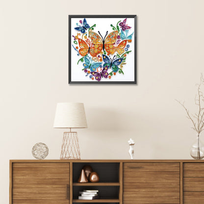 Flowers And Butterflies Paper Painting - Special Shaped Drill Diamond Painting 30*30CM