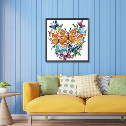 Flowers And Butterflies Paper Painting - Special Shaped Drill Diamond Painting 30*30CM