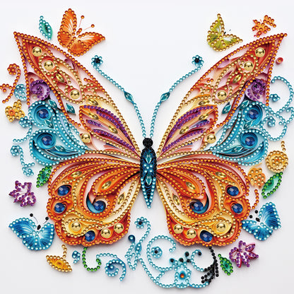 Flowers And Butterflies Paper Painting - Special Shaped Drill Diamond Painting 30*30CM