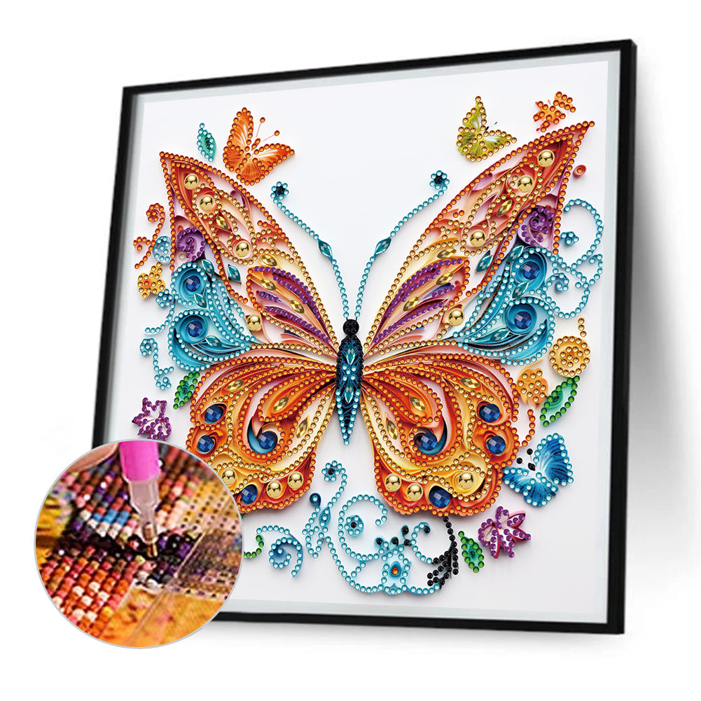 Flowers And Butterflies Paper Painting - Special Shaped Drill Diamond Painting 30*30CM