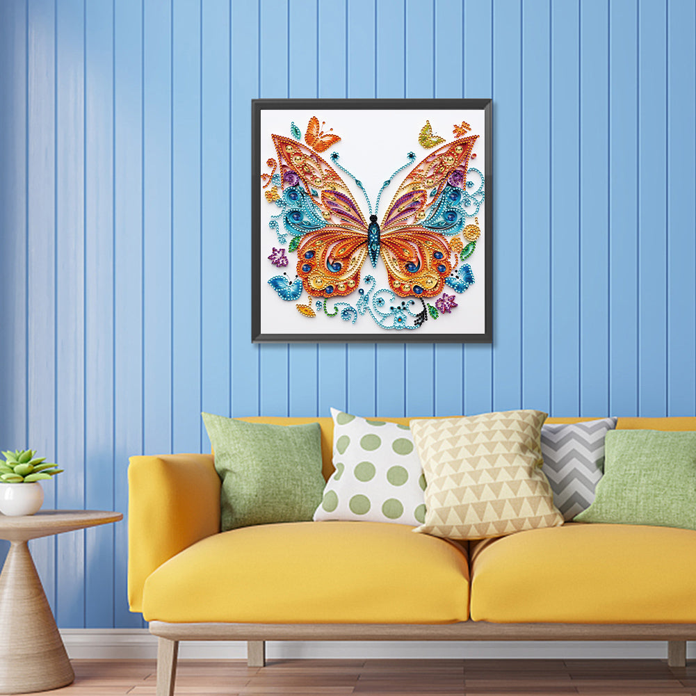 Flowers And Butterflies Paper Painting - Special Shaped Drill Diamond Painting 30*30CM