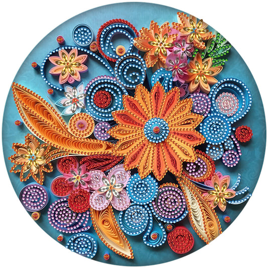 Blue Flower Quill Paper Painting - Special Shaped Drill Diamond Painting 30*30CM