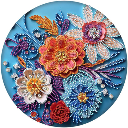 Blue Flower Quill Paper Painting - Special Shaped Drill Diamond Painting 30*30CM