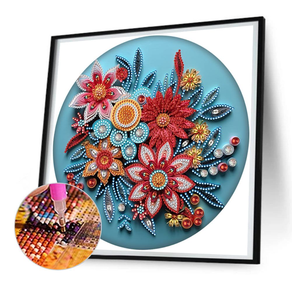 Blue Flower Quill Paper Painting - Special Shaped Drill Diamond Painting 30*30CM