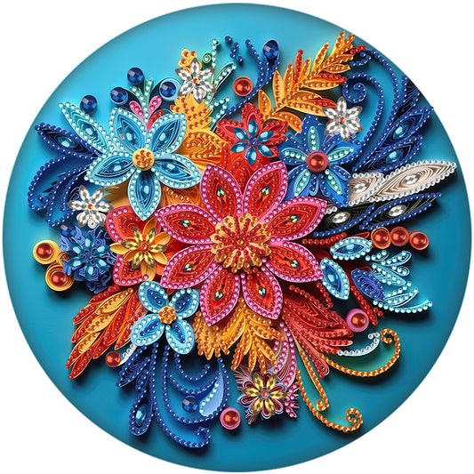 Blue Flower Quill Paper Painting - Special Shaped Drill Diamond Painting 30*30CM