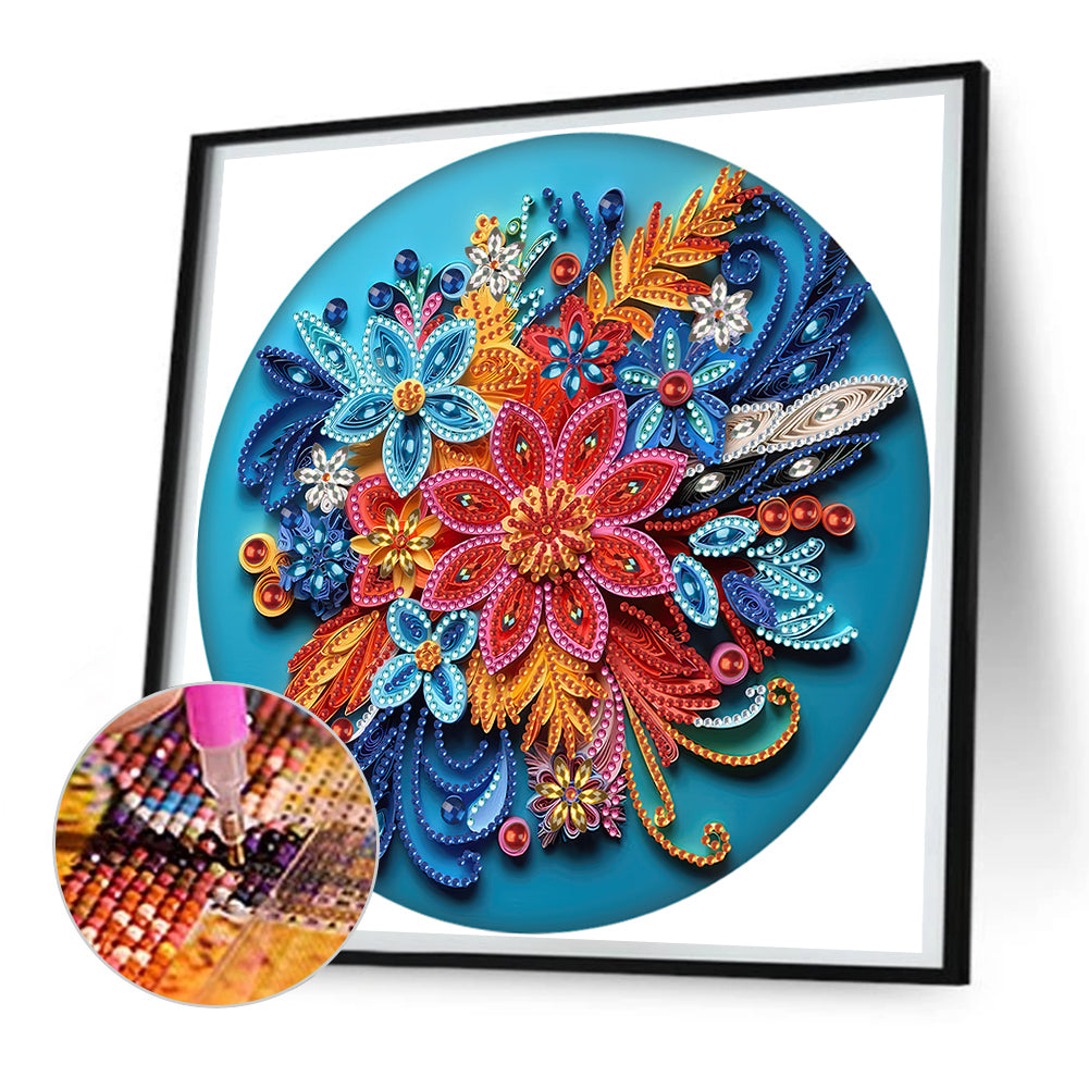 Blue Flower Quill Paper Painting - Special Shaped Drill Diamond Painting 30*30CM