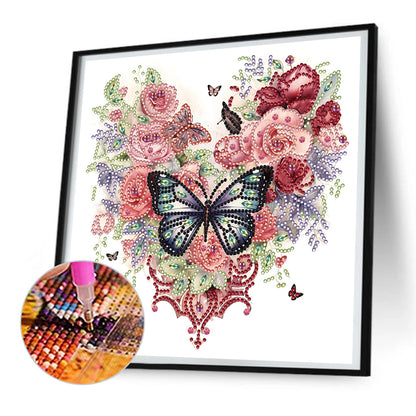 Love Butterfly Rose - Special Shaped Drill Diamond Painting 30*30CM