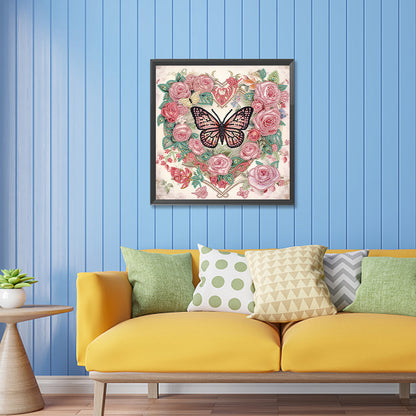 Love Butterfly Rose - Special Shaped Drill Diamond Painting 30*30CM