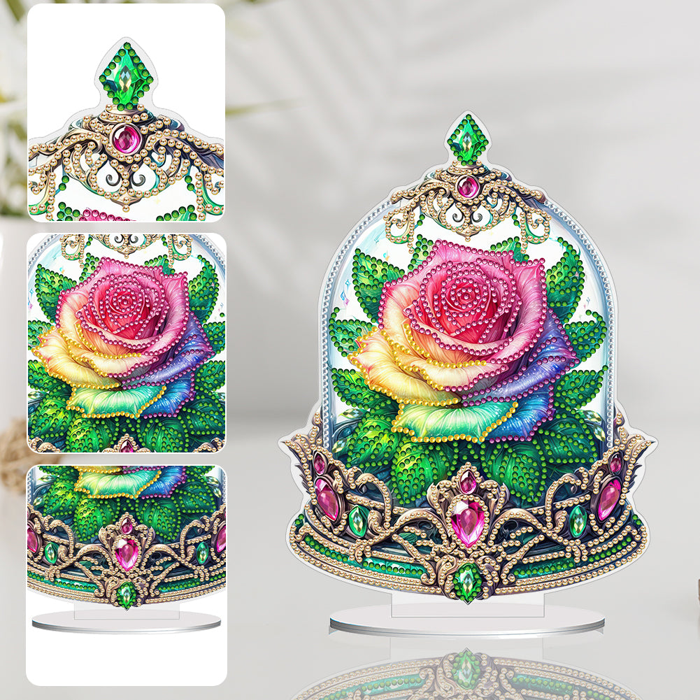 Special Shape Rose Crystal Box Desktop 5D Diamond Painting Home Art (Colored)