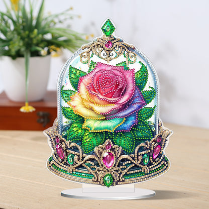 Special Shape Rose Crystal Box Desktop 5D Diamond Painting Home Art (Colored)