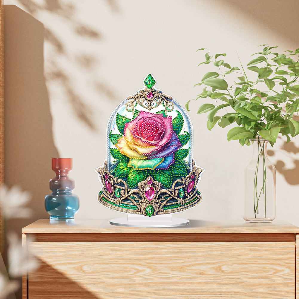 Special Shape Rose Crystal Box Desktop 5D Diamond Painting Home Art (Colored)