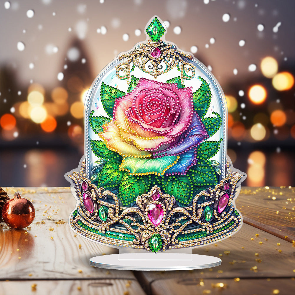 Special Shape Rose Crystal Box Desktop 5D Diamond Painting Home Art (Colored)