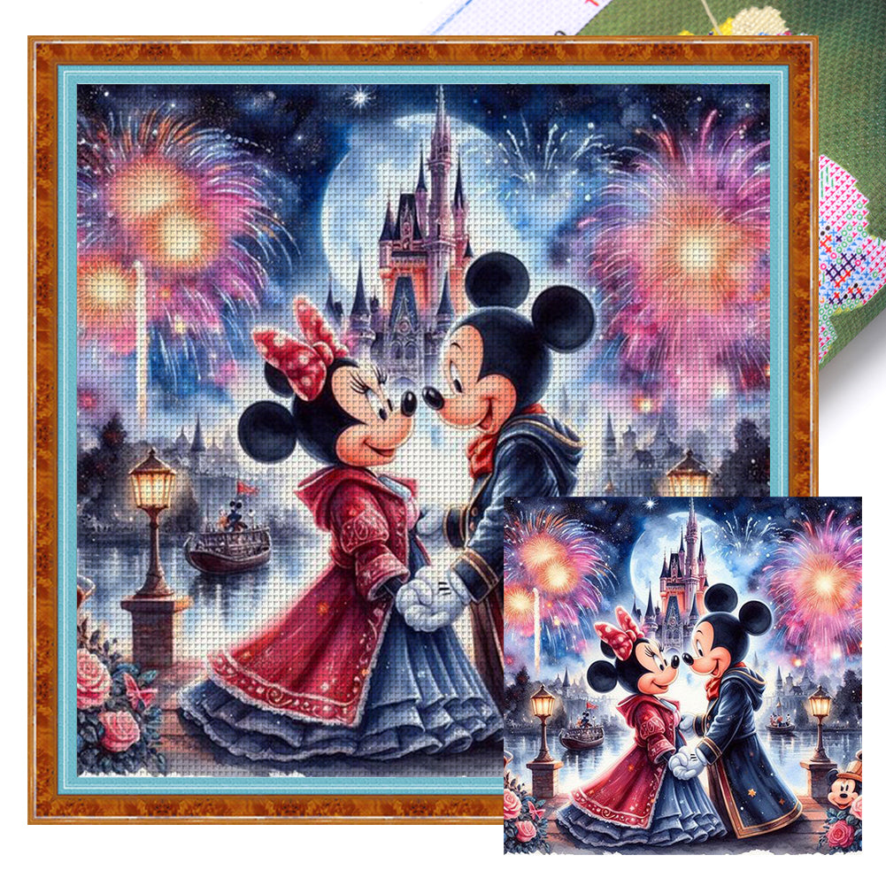 Mickey And Minnie - 11CT Stamped Cross Stitch 45*45CM