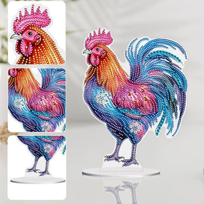 Special Shape Rooster Desktop Diamond Painting Art Office Home Decor (Rooster 3)