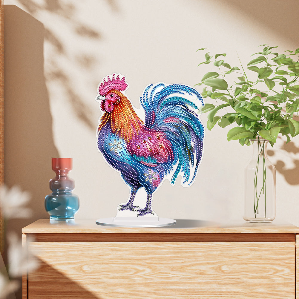 Special Shape Rooster Desktop Diamond Painting Art Office Home Decor (Rooster 3)