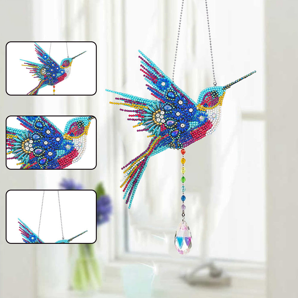 Animal Wind Chimes Hummingbird Diamond Crystal Painting Ornaments Art Wall Decor