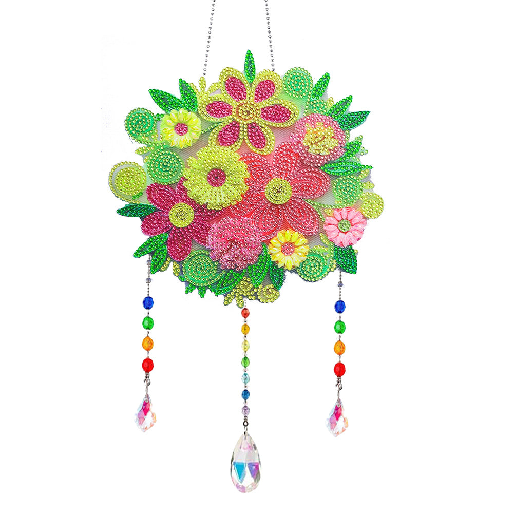 Flower Wind Chimes Ball of Flowers Diamond Crystal Painting Ornament Wall Decor