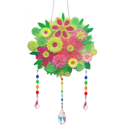 Flower Wind Chimes Ball of Flowers Diamond Crystal Painting Ornament Wall Decor