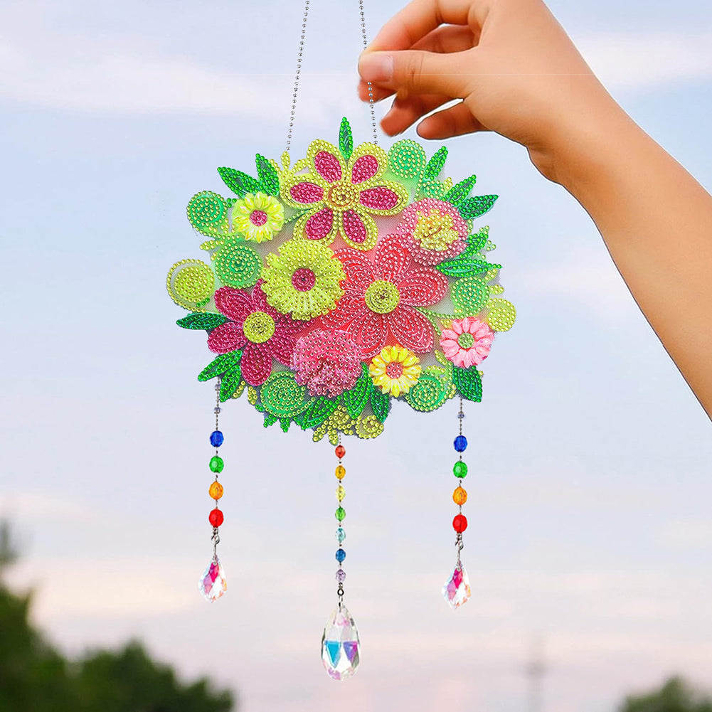 Flower Wind Chimes Ball of Flowers Diamond Crystal Painting Ornament Wall Decor