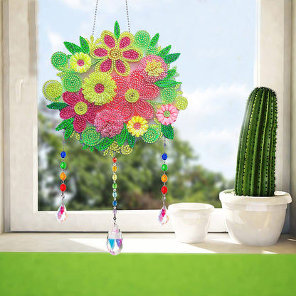 Flower Wind Chimes Ball of Flowers Diamond Crystal Painting Ornament Wall Decor