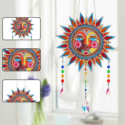 Wind Chimes Exquisite Sun Totem Crystal Diamond Painting Ornaments Wall Decor