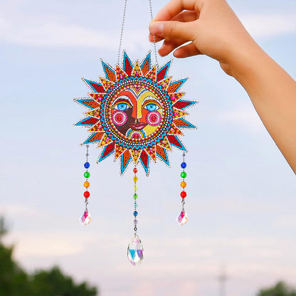 Wind Chimes Exquisite Sun Totem Crystal Diamond Painting Ornaments Wall Decor