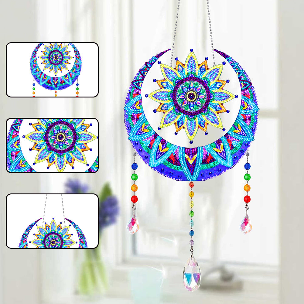 Wind Chimes Exquisite Sun Moon Crystal Diamond Painting Ornaments Wall Decor