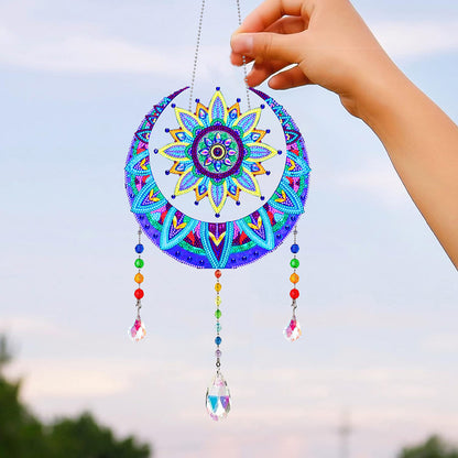 Wind Chimes Exquisite Sun Moon Crystal Diamond Painting Ornaments Wall Decor