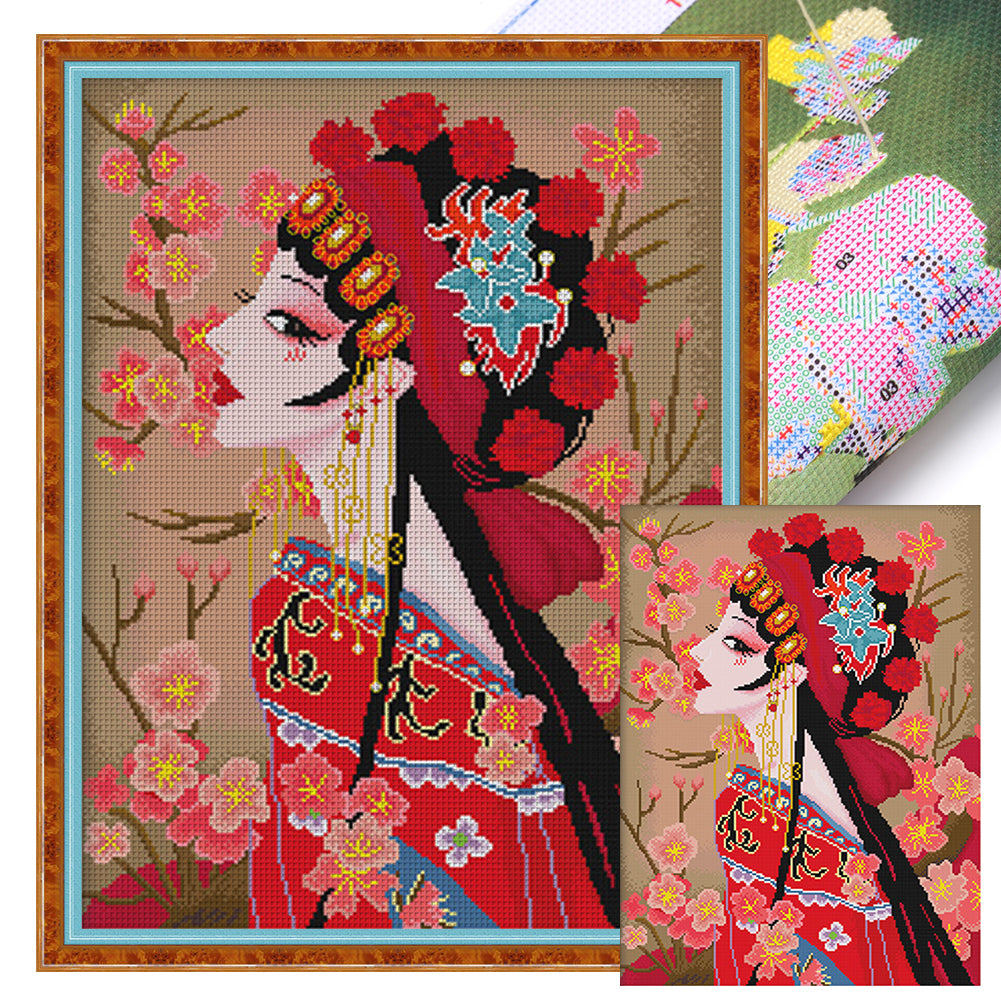 Chinese Peking Opera Hua Dan -Classic Edition - 11CT Stamped Cross Stitch 65*90CM(Spring)
