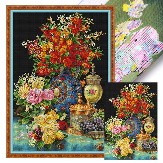 Blooming Flowers - 11CT Stamped Cross Stitch 68*90CM(Spring)
