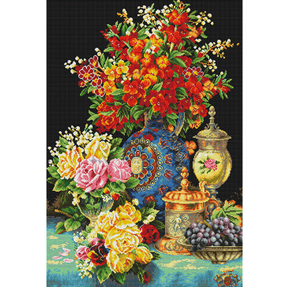 Blooming Flowers - 14CT Stamped Cross Stitch 55*75CM(Spring)