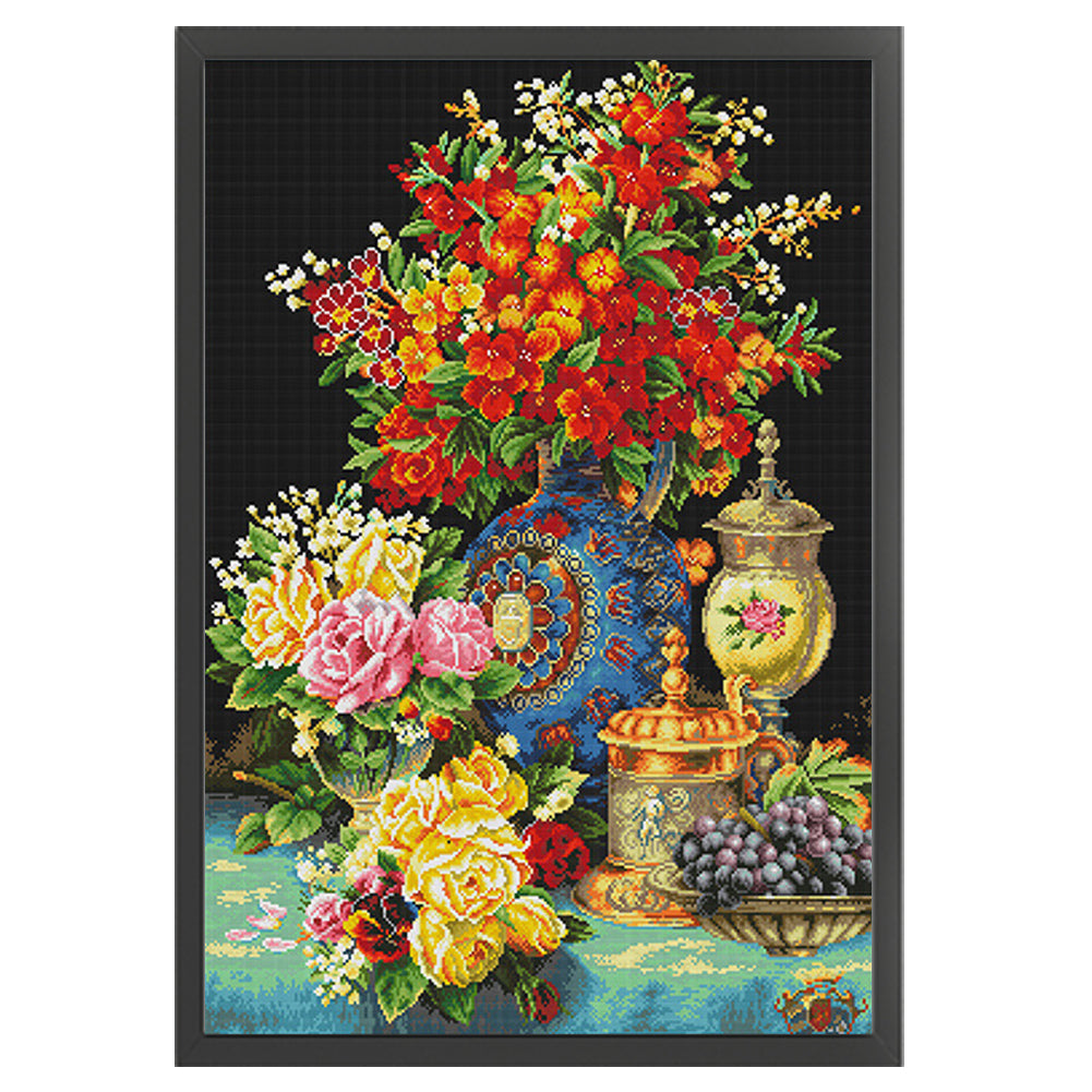 Blooming Flowers - 14CT Stamped Cross Stitch 55*75CM(Spring)