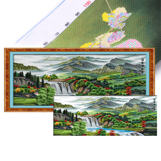 Clear Spring Filled With Fragrant Forest - 11CT Stamped Cross Stitch 191*86CM(Spring)