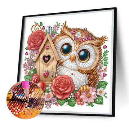 Rose Owl House - Special Shaped Drill Diamond Painting 30*30CM